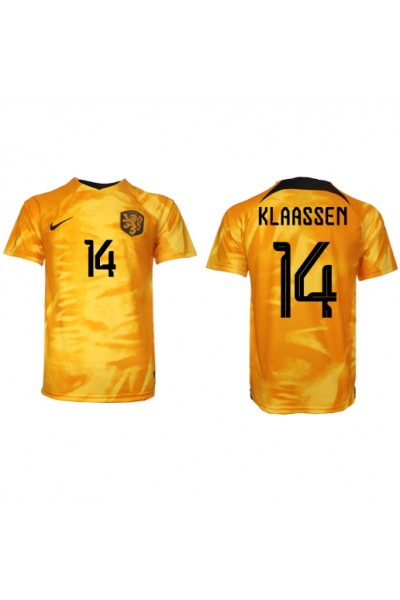 Alankomaat Davy Klaassen #14 Jalkapallovaatteet Kotipaita MM-kisat 2022 Lyhythihainen